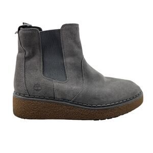 Timberland Womens 10 Boots Gray Suede Bluebell Lane Chelsea Pull On Ankle A24XZ